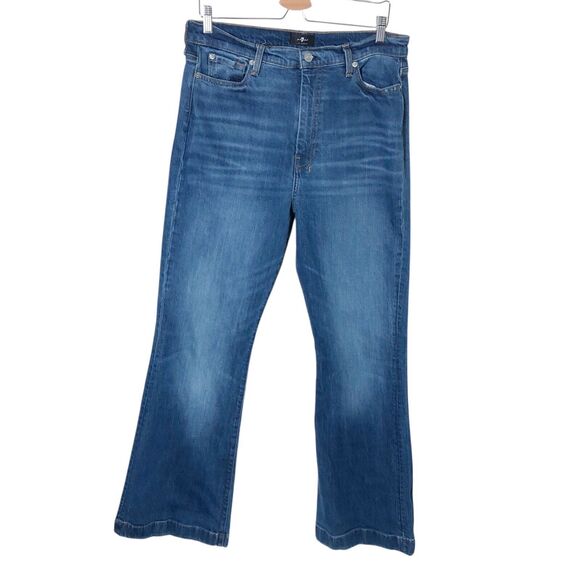 7 For All Mankind Ultra High Rise Dojo Jeans Flare Beauty Blue 32 7U482478 $228 - Picture 12 of 12